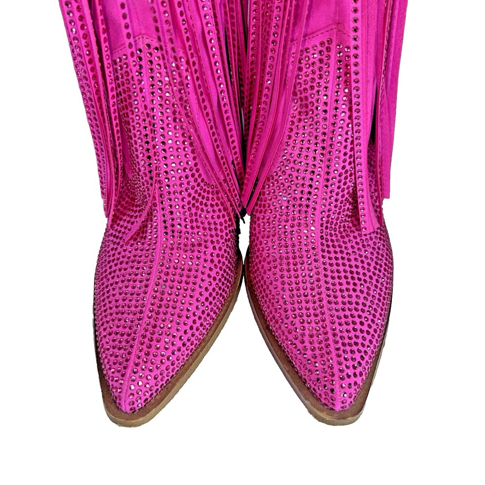 Jessica Simpson Hot Pink Rhinestone Fringe Western Cowboy Boots Sz 9.5 Womens - Picture 9 of 13